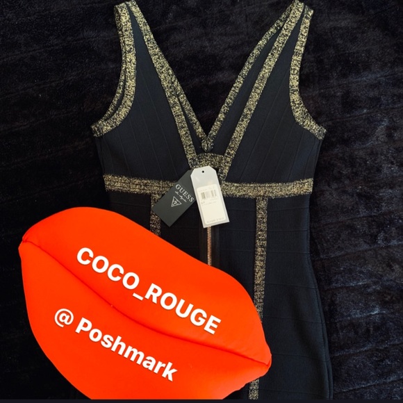 GUESS jet black and gold dress - Picture 4 of 7